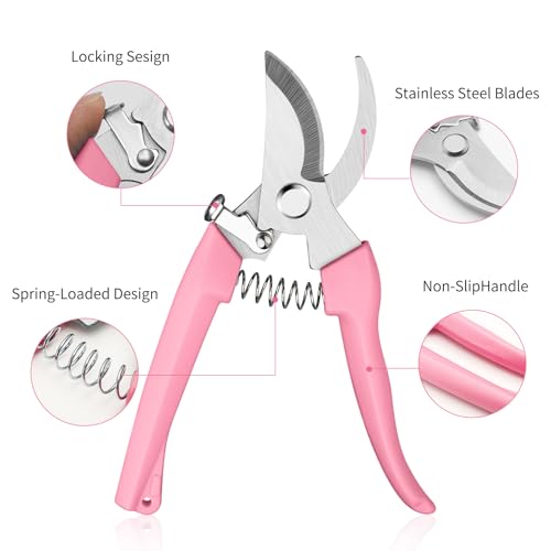 Flower Scissors, Premium Flower Cutter, Pruning Shears for Gardening-Pink