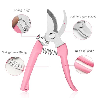 Flower Scissors, Premium Flower Cutter, Pruning Shears for Gardening-Pink