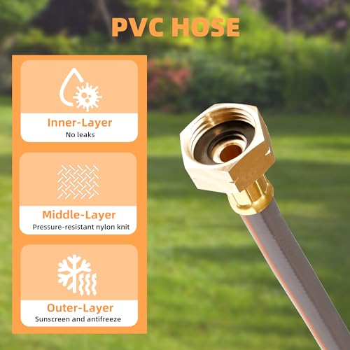 Retractable Garden Hose Reel, 1/2 inch x 65 ft Water Hose Reel Wall Mounted, Any Length Lock, Slow Auto-Rewind, 180°Swivel Bracket & 10 Pattern Nozzle - size: 1/2'' 65FT