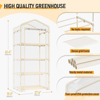 SPECILITE 4 Tiers Adjustable Indoor Mini Greenhouse with Grow Lights
