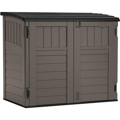 Suncast 34 Cu Ft Horizontal Storage Shed, Resin, Lockable, Stoney Black