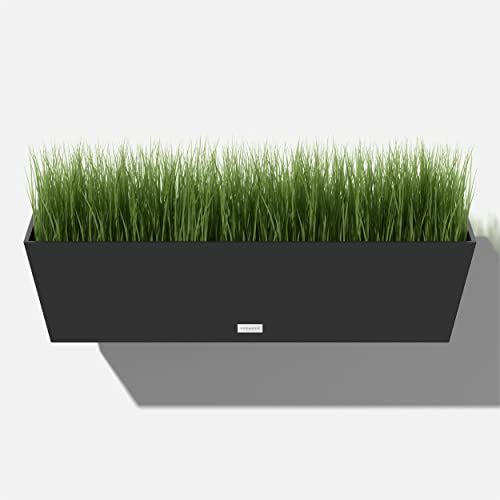 Veradek Pure Series Railing Planter - Tapered Window Box with Bracket - color: Black, size: 36 inch - 2 Pack