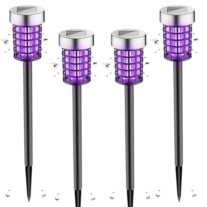 4 Pack Solar Bug Zapper Outdoor, Waterproof UV Insect Trap for Yard