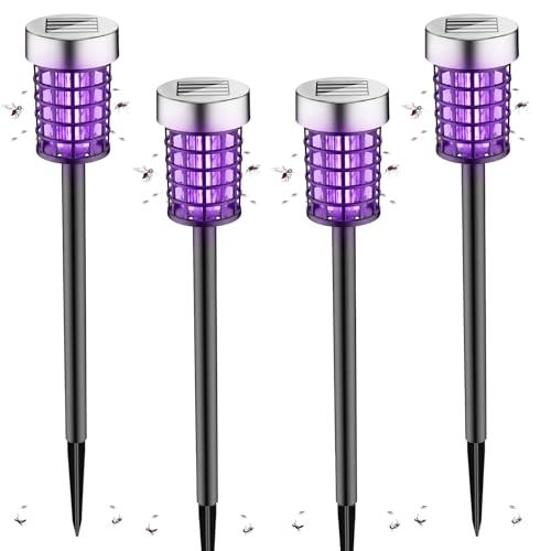 4 Pack Solar Bug Zapper Outdoor, Waterproof UV Insect Trap for Yard