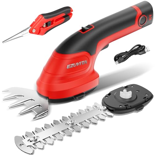 2 in 1 8V Hedge Trimmer Cordless, Red - color: Red and Black