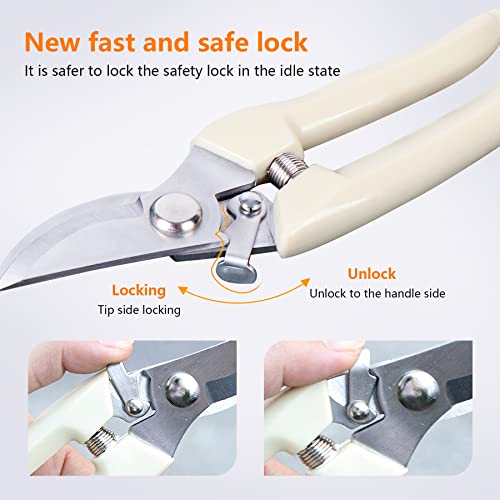 Garden Scissors for Plant, Tip Pruning Shears for Cutting Flowers, Trimming Plants, Bonsai and Fruits Picking (2 PC Bypass Blade Pruner) - style: 2 PC