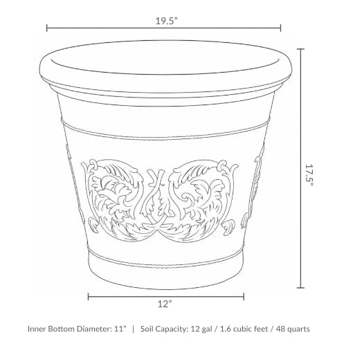 Sunnydaze Arabella 19.5'' Plastic Planter Pot for Plants, Sable - color: Sable, size: 19.5 in