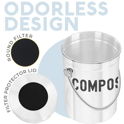 Epica Kitchen Compost Bin for Kitchen Countertops, 1.3 Galllon - White - color: White