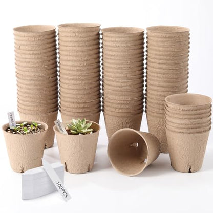 ondware 90-Pack 3.15 Inch Peat Pots with 100 Plant Labels