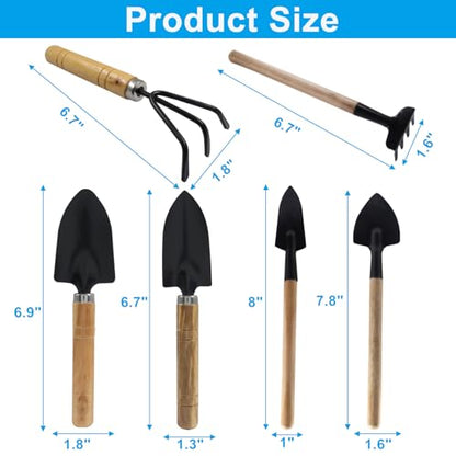 6 Pcs Mini Garden Tools Set, Iron Kit Including Hand Shovel, Transplant Shovel and Hand Rake for Succulent/Bonsai & Pot Plants - style: 6 Pcs