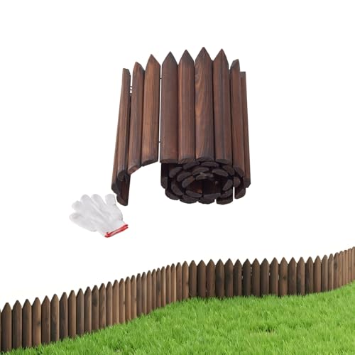 Wood Garden Edging Border Landscape Edging Wooden Garden Fence (1PACK 4FT) - size: Double-Ended
