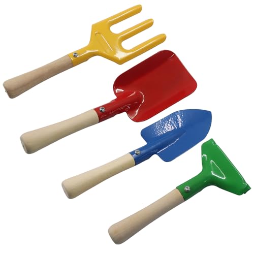 Piutouyar 4 Pack Metal Garden Tool Set, Mini Colorful Beach Tool for Kids