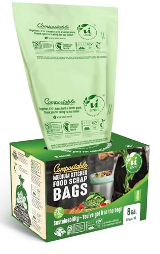 UNNI 8 Gallon Compostable Bags, 50 Count, 30 Liter, Extra Thick 0.85 Mil - size: 50 Count (Pack of 1), style: 8 Gallon