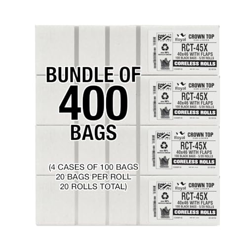 Aluf Plastics RCT-45X Star Sealed Coreless Rolls with E-Z Tie Flap Closure, 45 gal, Polyethylene, 40" x 46", Black (Pack of 400) - style: 45 Gal, 1.5 Mil Equiv, 400 Count