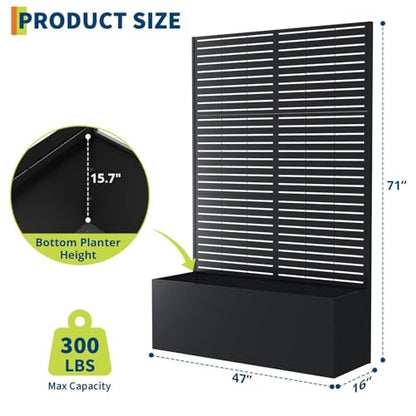 GarveeLife Metal Planter Box with Trellis 71"x47"x16", with Drainage Holes - color: Strips, size: no wheel