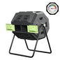 SQUEEZE master Large Compost Tumbler Bin - Outdoor Garden Rotating with Thermometer -Automatic Temperature Measurement-Sturdy Steel Frame - 43Gallon (2-21.5Gal)- Green Door - color: Green