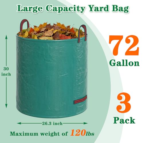 FEED GARDEN 72 Gallon Reusable Yard Waste Bags, 3 Pack