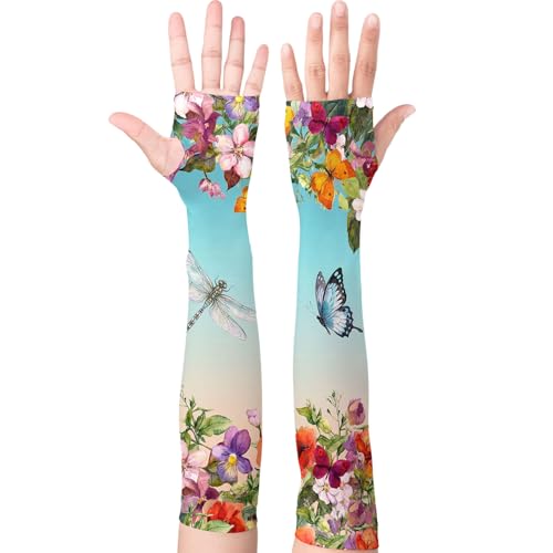YPHCDO Gardening Sleeves for Women Sun Protection Cooling Arm Sleeves - color: Blue Purple