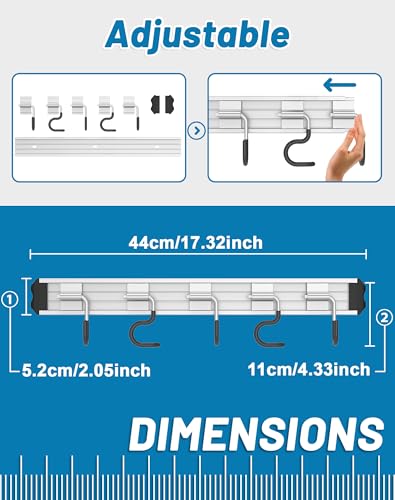 Mop and Broom Holder Wall Mount Garden Tool Rack Organizer - color: Black, size: 1 Pack 5 Hooks