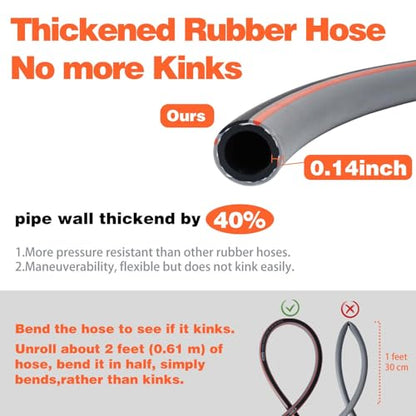 Garden Hose 100 ft 5/8, Rubber Water Hose Heavy Duty - size: 100ft
