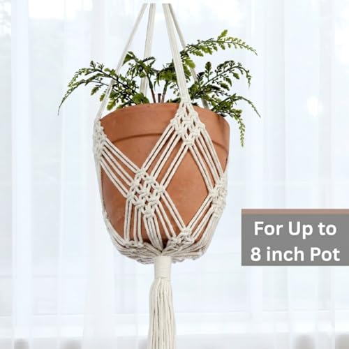 2 Pack Macrame Planter Hanger for 8 inch, Plant Hanger Indoor - color: Beige