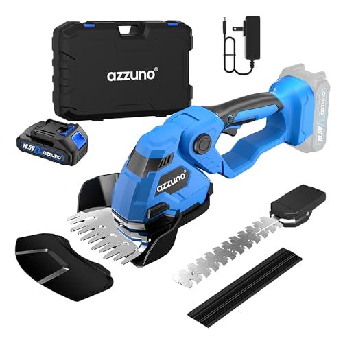 AZZUNO Hedge Trimmer Cordless, 21V Battery Powered Electric Hedge Trimmer Grass Shears with Battery and Charger Included, 2-in-1 Handheld Grass Cutter Shrub Trimmer for Gardens, Yards, Lawns - style: 1 battery