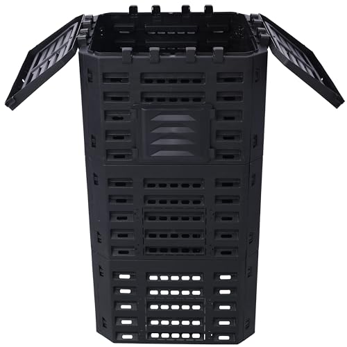 132 Gallon Compost Bin Outdoor Large Capacity, Square Garden Composter with Aeration Vents and Durable Plastic Construction Stationary Outdoor Composting Box for Garden