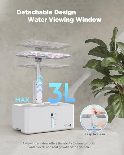 URUQ 8 Pods Hydroponics Growing System with LED Grow Light - White - color: White