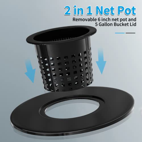 Net Pots for Hydroponics 5 Pack, 6 Inch Wide Lip Bucket Basket for Hydroponic Bucket and DWC Bucket System.