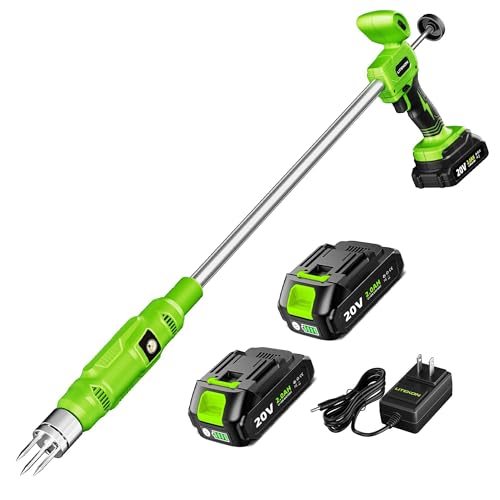LITEKON Electric Cordless Weed Puller Tool, 20V Battery Powered Stand Up Weeder with 2.0Ah Battery & Fast Charger, Puller Tool with Long Handle, Crabgrass Piller& Dandelion Remover for Garden, Green - color: Green