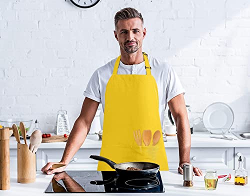 Utopia Kitchen Bib Aprons 2 Pack Adjustable With 2 Pockets - color: Yellow
