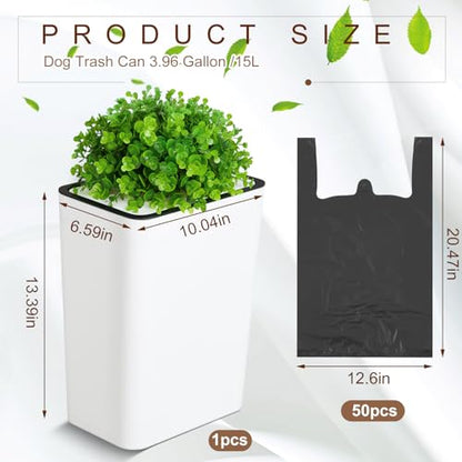 Jingmore Dog Poop Trash Can Outside 3.96 Gal/15 L, White - color: White, size: 3.96 Gal/ 15 L