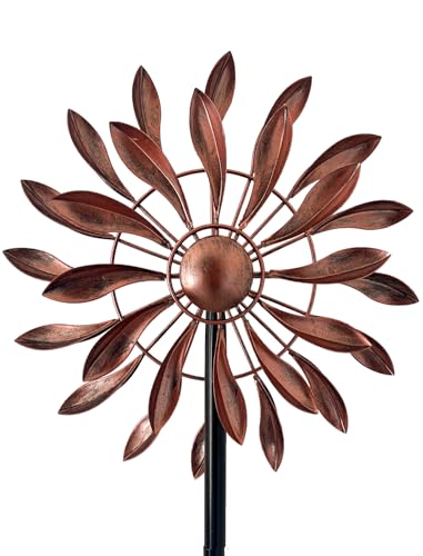Copper Petal 360° Metal Wind Spinners Outdoor, 56.7" H - color: Copper