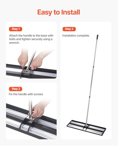 VEVOR Updated Lawn Leveling Rake with Roller, 36" x 10" Stainless Steel Lawn Leveler with 83.9" Adjustable Handle, Heavy Duty Yard Leveling Rake, Effort Saving Lawn Leveling Tool for Yard Golf Court - size: 36x10x84in (with Roller)