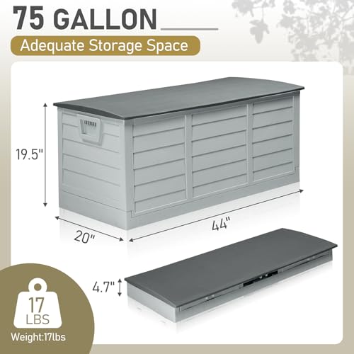 VINGLI 75 Gallon Collapsible Outdoor Storage Box, Grey - color: Grey