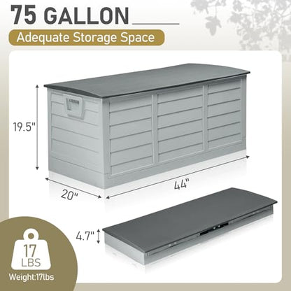VINGLI 75 Gallon Collapsible Outdoor Storage Box, Grey - color: Grey
