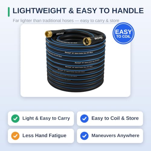 FEVONE Kink Free Garden Hose 75 ft, Heavy Duty Water Hose - size: 75FT