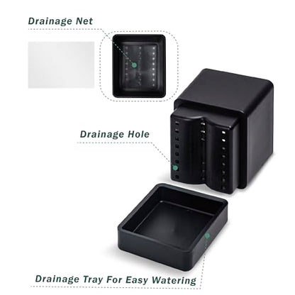 D'vine Dev 2-Pack Plastic Herb Planter Pots, 4 in, Black, 76-Y-B2-1 - color: Black, size: 8 Inch x 4.5 Inch