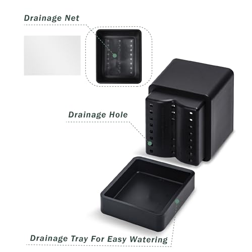 D'vine Dev 4-Pack Plastic Herb Planter Pots, 4 in, Black, 76-Y-B4-1 - color: Black, size: 16 Inch x 4.5 Inch