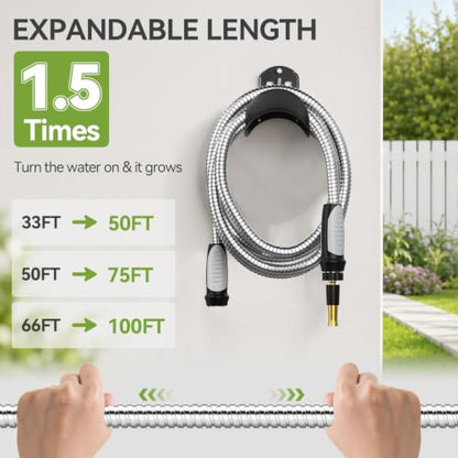 SPECILITE Expandable Metal Garden Water Hose 50 FT with Adjustable Nozzle - size: 50FT