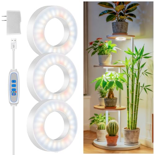 Kullsinss 3.5" Plant Grow Light, 144 LEDs Plant Lights for Indoor Growing - size: 3-Head/White