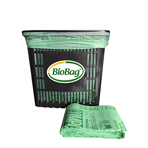 2.6 Gallon Compostable Food Scrap Bags by BioBag, 100 Count, BPI Certified, Meets ASTM D6400 Standards, Made in USA, Kitchen Counter Bin Liners - style: 2.6 Gallon