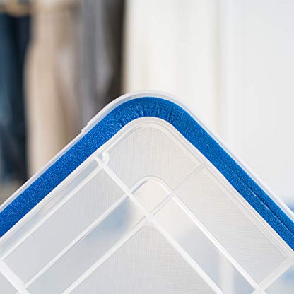 IRIS USA 3-Pack 26.5 Qt Storage Bins with Gasket Lids, Clear/Blue - size: 27 Qt. - 3 Pack