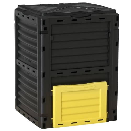 Outsunny Garden Compost Bin, 80 Gallon Outdoor Composter, Yellow - color: Yellow