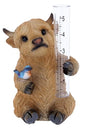 The Bridge Collection Highland Cow Rain Gauge – Charming Cow with Bird