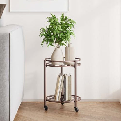 Rolling Plant Stand, 2 Tier Plant Caddy with Wheels 1 Pack Coffee - color: 1 pack coffee
