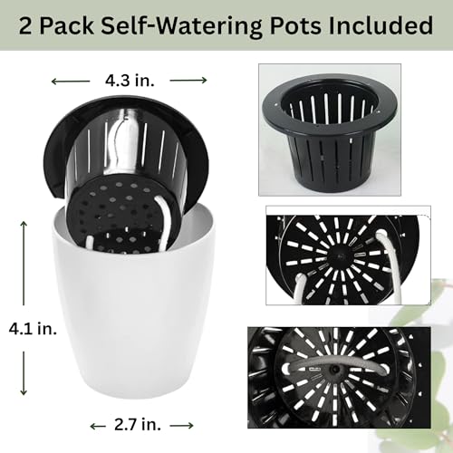2 Packs Macrame Plant Hanger with Self-Watering Pots (4 inch) - size: Small
