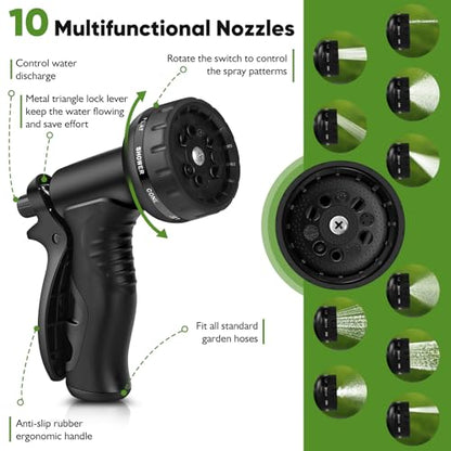 Rcfunkid Garden Hose 25FT No-Kink Metal Hose With 10 Function Nozzle Tough - size: 25FT