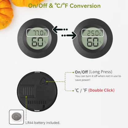 Atogou 2-Pack Mini Hygrometer & Thermometer, Indoor Digital Humidity Meter - color: Black 2-pack