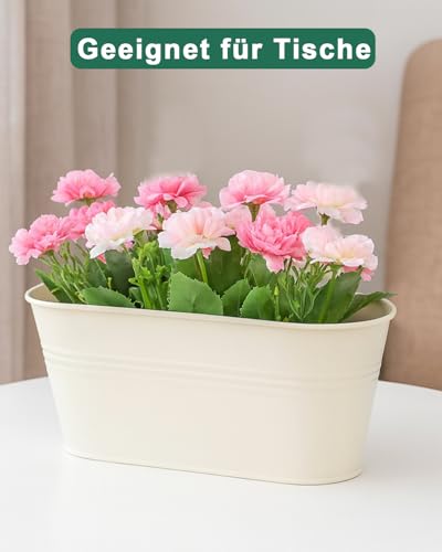 11 Inch Railing Planter Box, 5 Pack Metal Hanging Planters with Hooks - color: White